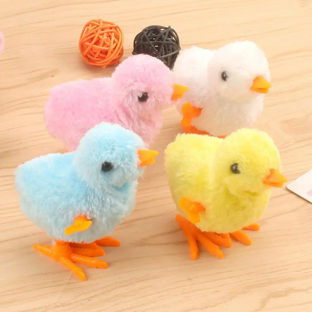 Chick Push Toy Bundle Realistic Clockwork Chick Wind-up Toys Vibrant Mini Easter Chicks Fluffy Plush Figures for Party