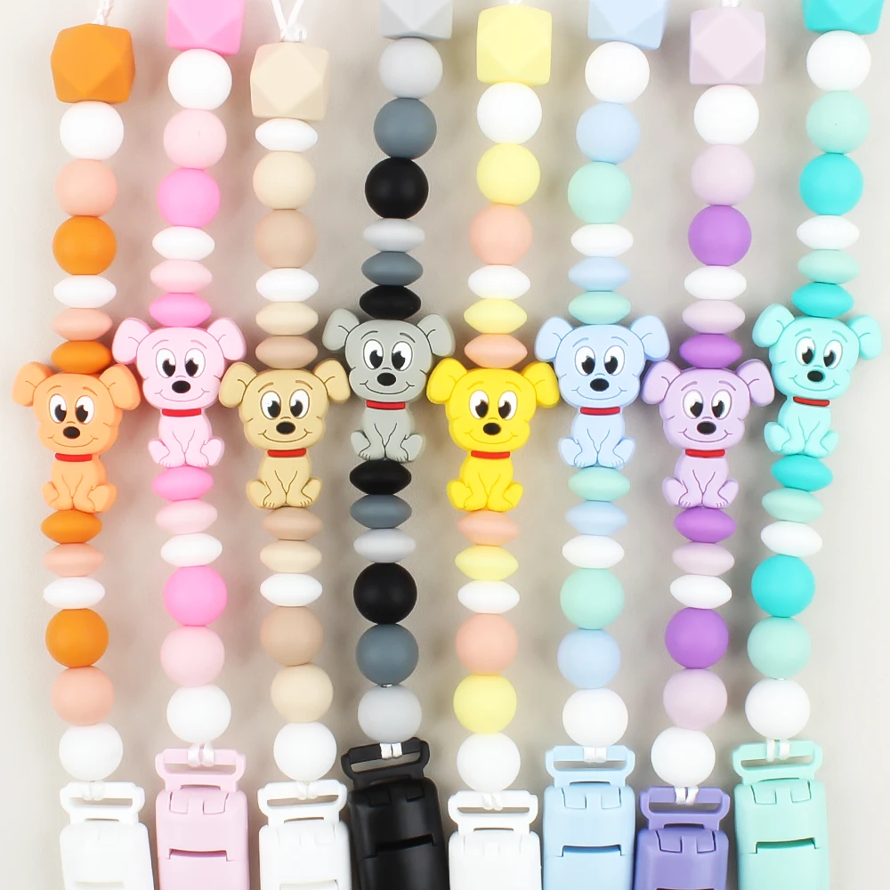 Baby Silicone Pacifier Clips Chain Nipple Holder Koala Silicone Beads Dummy Clip Food Grade Teether Teething Baby Care Toys