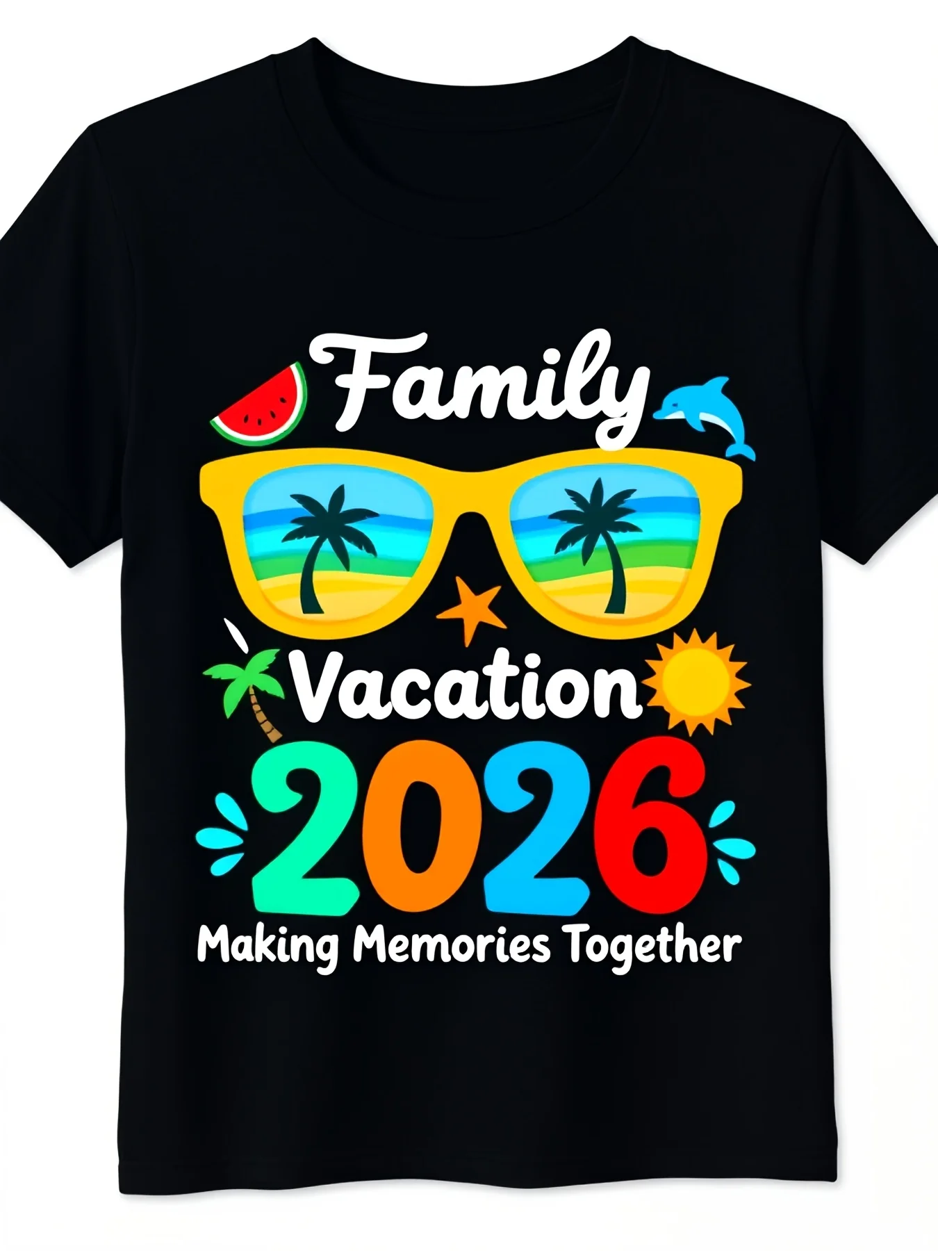 Adult Family Matching T-Shirts Tropical Beach Theme with Palm Tree and Flipflop Print 2026 Vacation Style Short Sleeve Crew Neck Casual Group Apparel Summer Family Travel Palm Tree Pattern Pure Breathable Sweat-Wicking and Soft Suitable