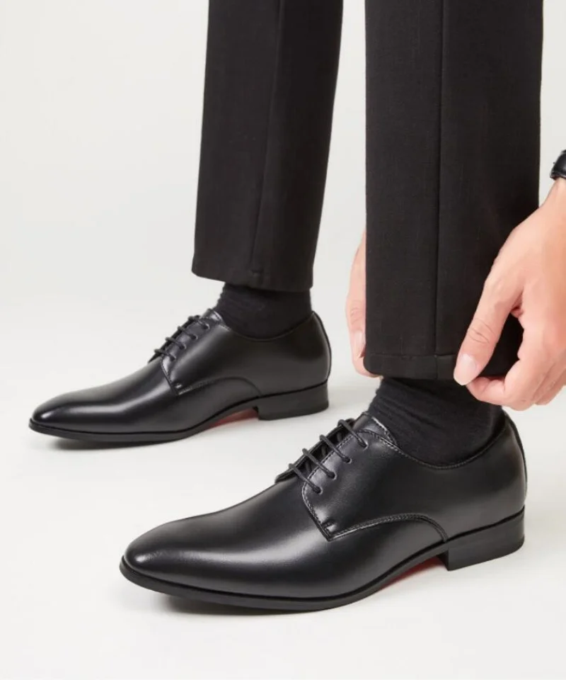 2026 Men's Formal Business Dress Shoes Lace-up Full Grain Leather Minimalist Design Gifts for Men