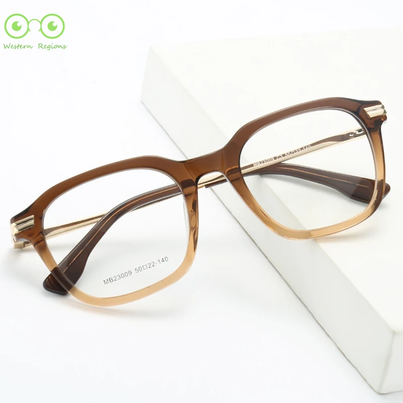 إطار مربع كلاسيكي بسيط، إطار نظارات قصر النظر العصري الجديد للرجال والنساء، حمض الأسيتيك بالإضافة إلى إطار سبيكة، حدود سميكة متعددة الاستخدامات