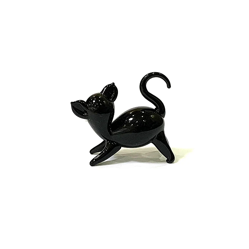 Estátua de gato de vidro minúscula artesanal de diferentes estilos Estátua de animais bonitos peças de decoração de mesa de casa sala de estar coleção de presente de ano novo festivo para as crianças
