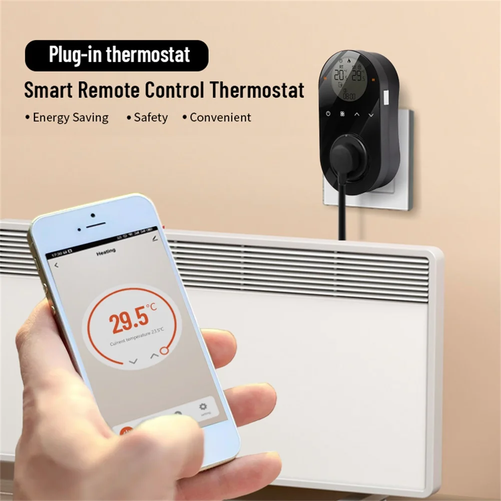 New Dual Sensor Thermostat WIFI Smart APP Temperature Controller Socket Digital Thermostat Socket With LCD Display Power Tool