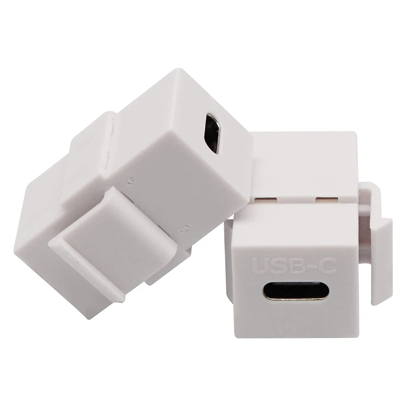 2PCS USB C Keystone Jack Adapter USB 3.1 Type-C Socket Charging Data Cable Connector Extender for Wall Plate Outlet Panel Module