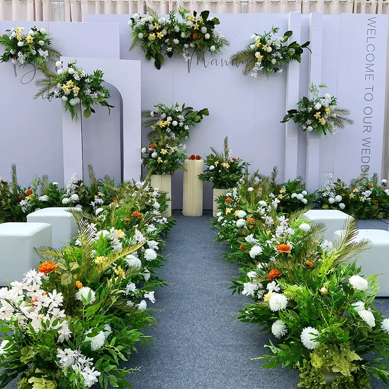 Green Plants Flower Arrangement Wedding Ceremony T-stage Auditorium Decoration Window Display Background Wedding Decoration