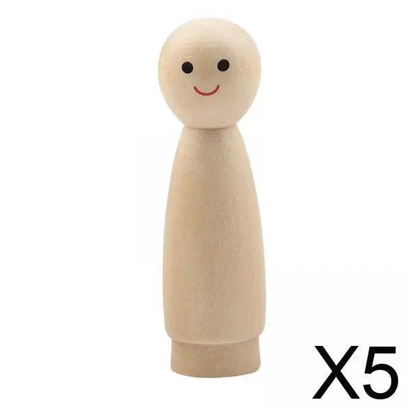 

5x незавершенная деревянная кукла-колышек, креативное художественное украшение, пустая живопись, фигурки, украшения для вечеринок, фестивалей