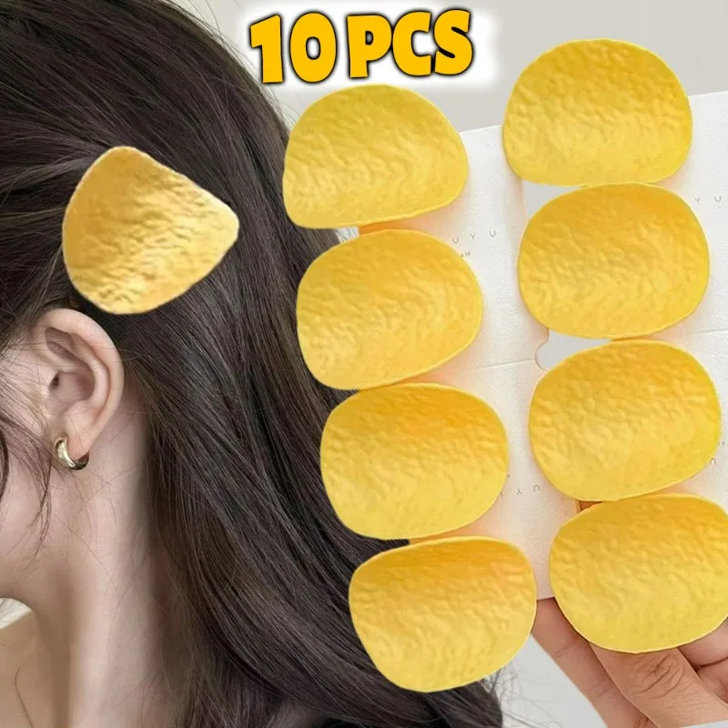 

5/10Pcs Yellow Potato Chip Hairpins Bangs Side Barrettes Girls Cute Creative Simulated Food Hair Clip Headwear Hair Accessories