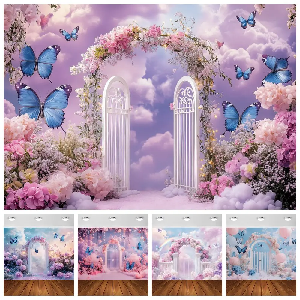 Enchanted Butterfly Garden Backdrop Romantic Wedding Kids Birthday Portrait Baby Shower Decor Wonderland Photography Background