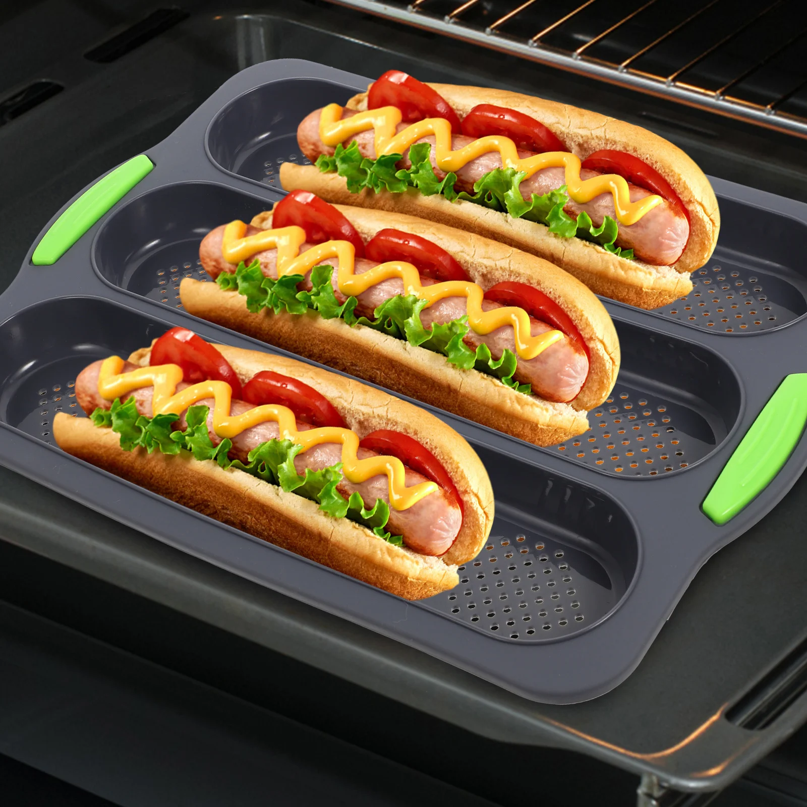 

Silicone Pot Bread Mold Baguette Baking Tray with Dividers Silica Gel French Pan Kitchen Gadgets