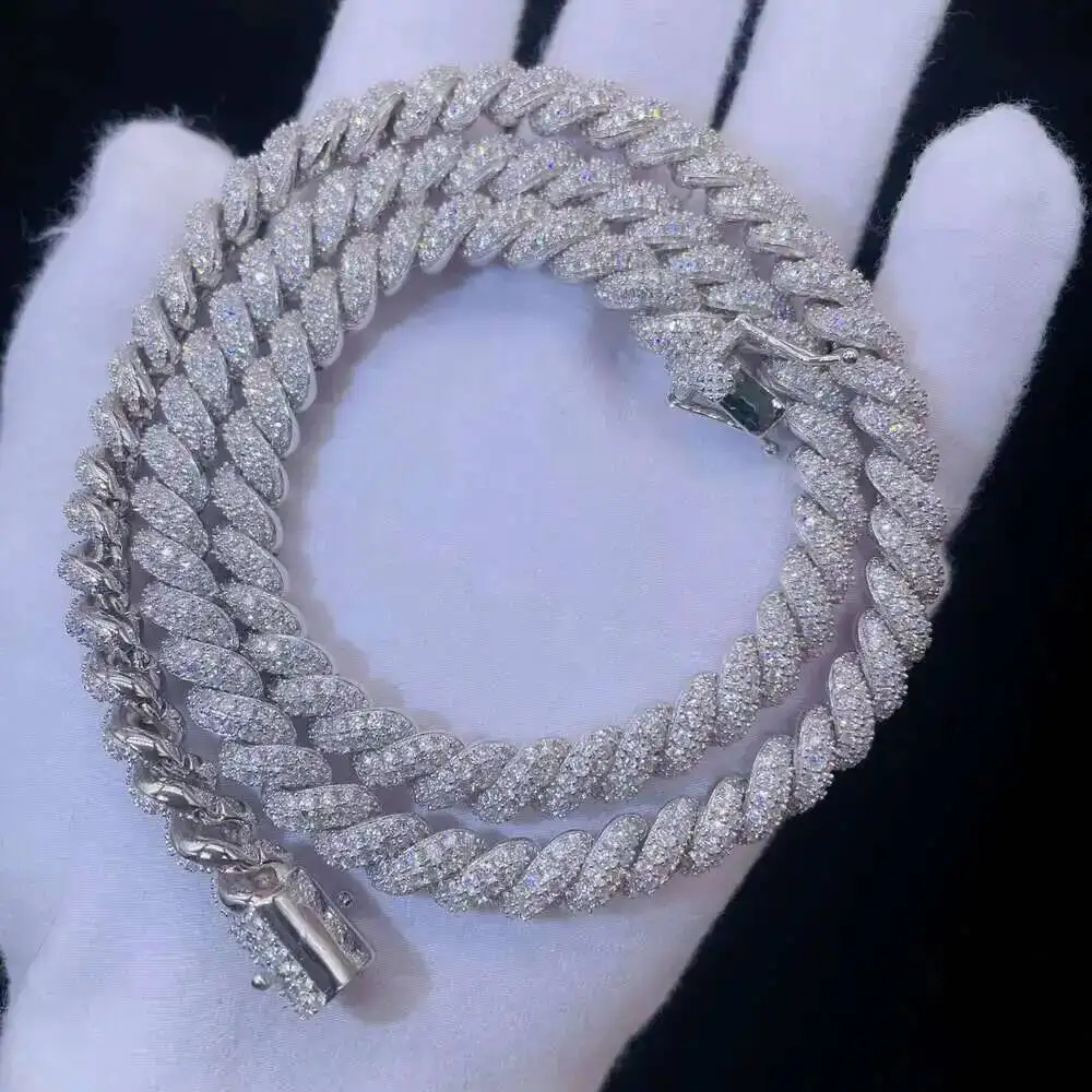 

Luxury Jewelry 8mm Iced Chain Pass Diamond Tester Sterling Silver 925 Vvs Diamond Cuban Link Chain
