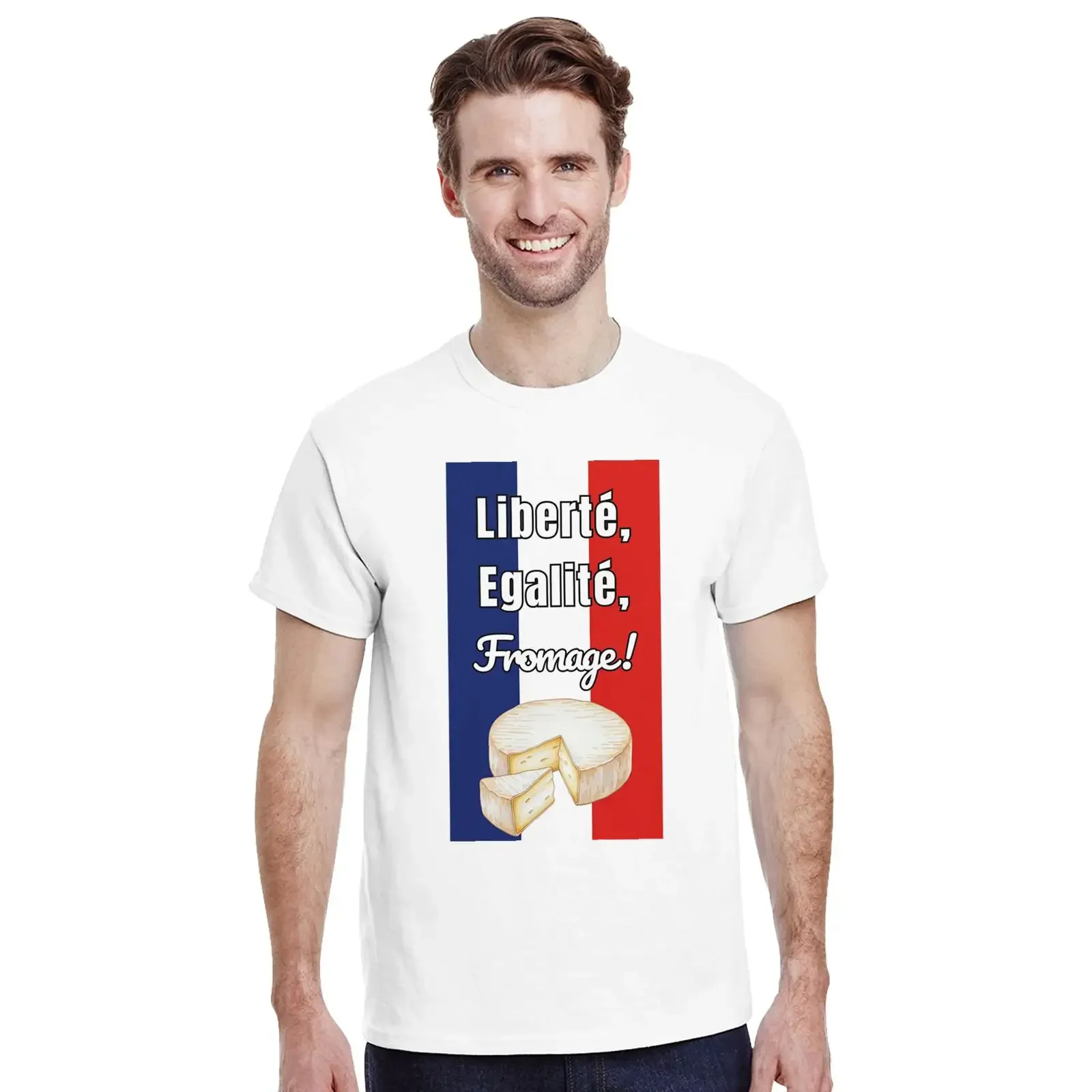Camiseta Liberté Égalité Fromage, estilo francés, humorístico, con temática de queso, vintage, lavado, suave, ropa de diseñador