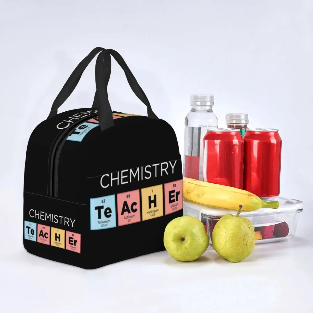 Chemistry Teacher Periodic Table Insulated Lunch Tote Bag for Kid Science Lab Tech Portable Thermal Cooler Food Lunch Box School