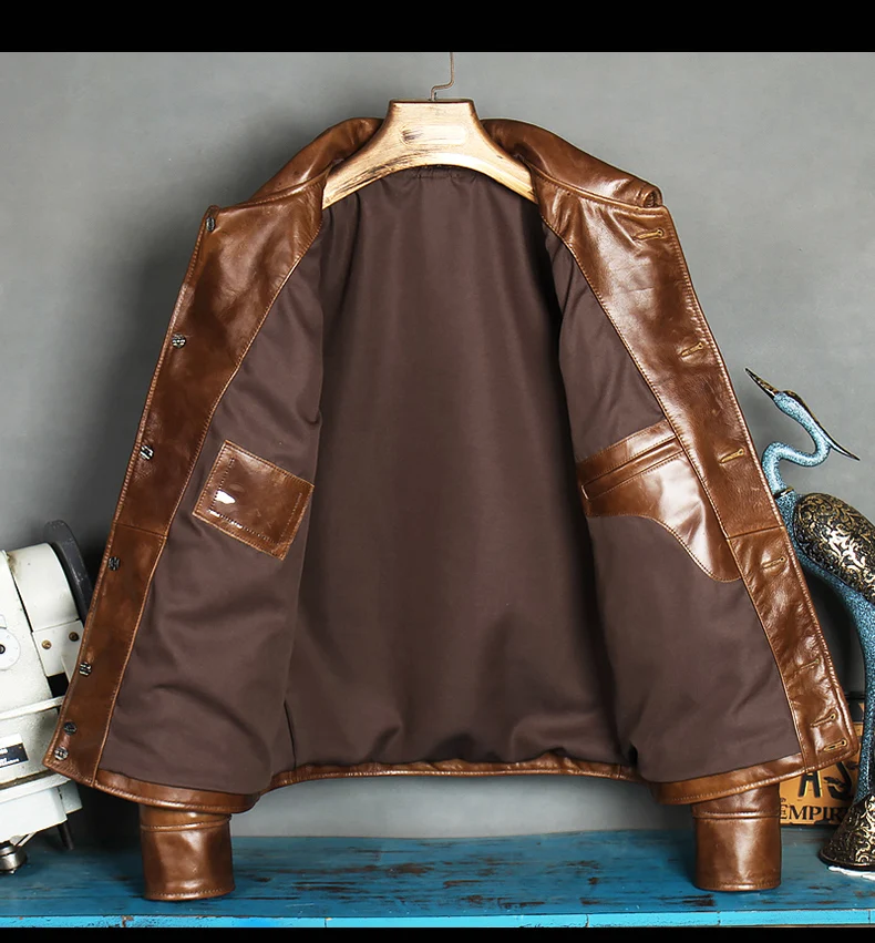 YR!Free shipping.Wholesales.2021 brand new genuine leather coat.vintage classic casual Spliced leather jacket.quality