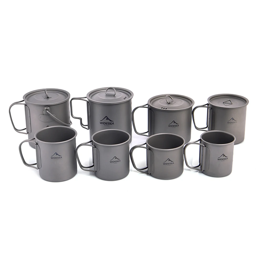 Widesea Ultralight Pure Titanium Camping Cup with Foldable Handle Multiple Capacity Portable Outdoor Mug for Hiking Backpacking gallery 5