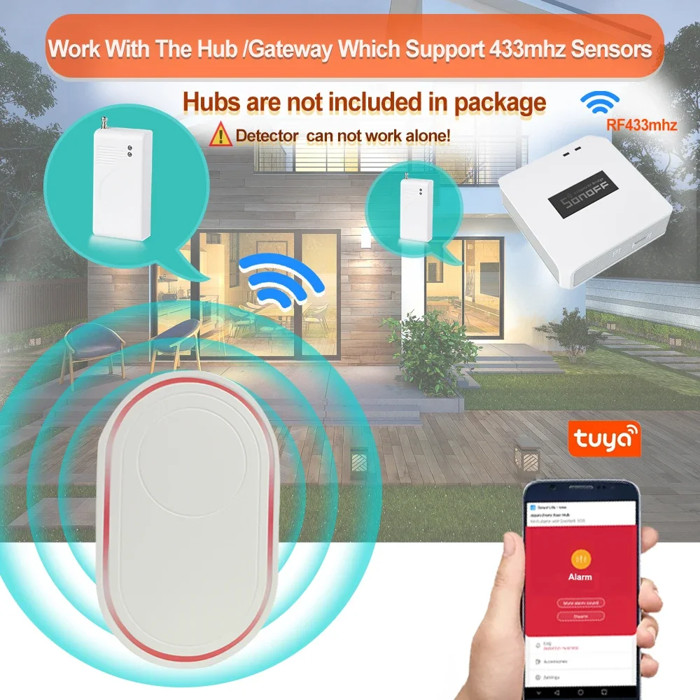 ワイヤレス振動センサー,ドアおよび窓用,ガラスブレイク,衝撃開口アラーム,盗難防止ハブ,433MHz,1個,2個,3個,5個