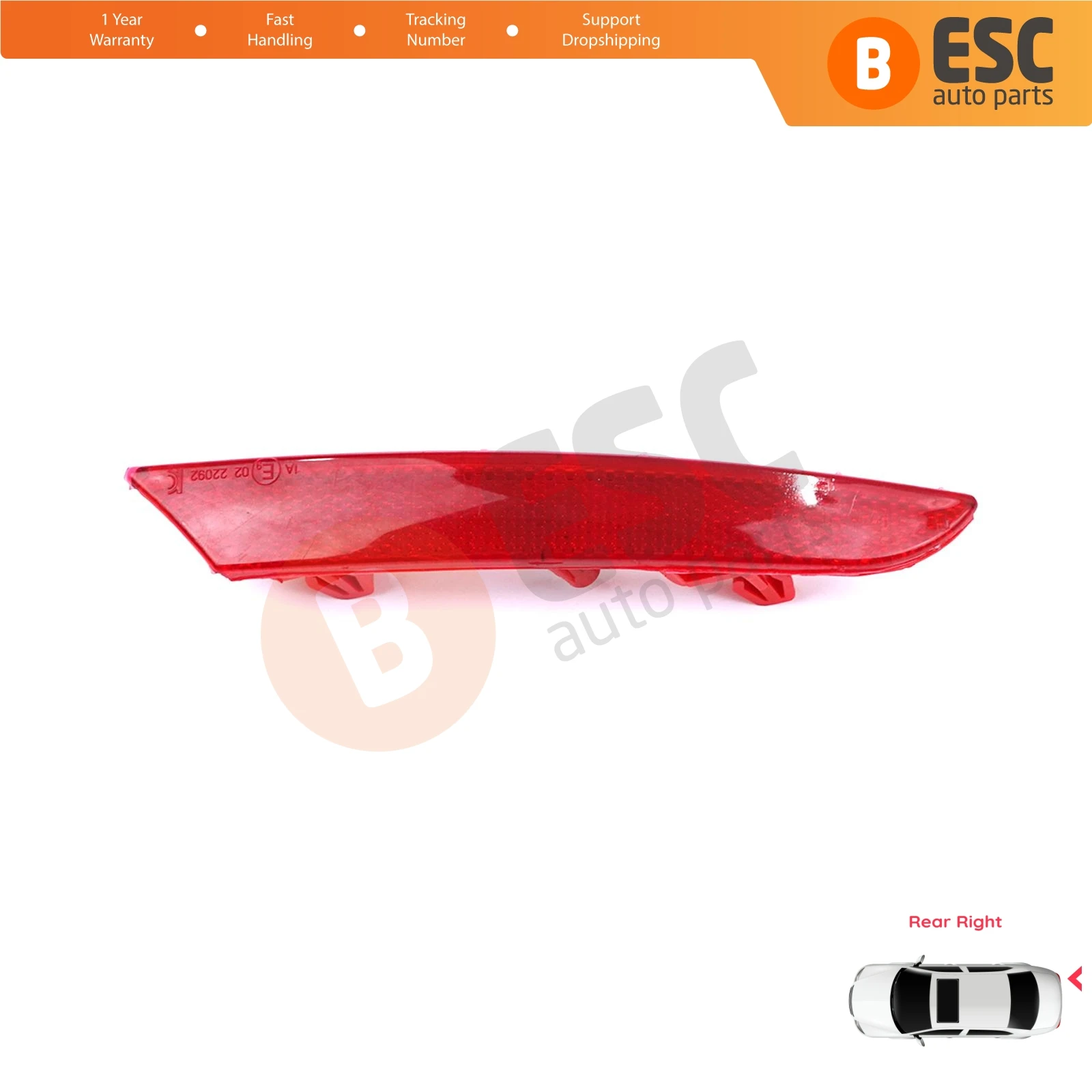 ESP1171-2 Rear Right Side Bumper Reflex Reflector for Renault Clio MK5 BF B7 2019-On 265602442R