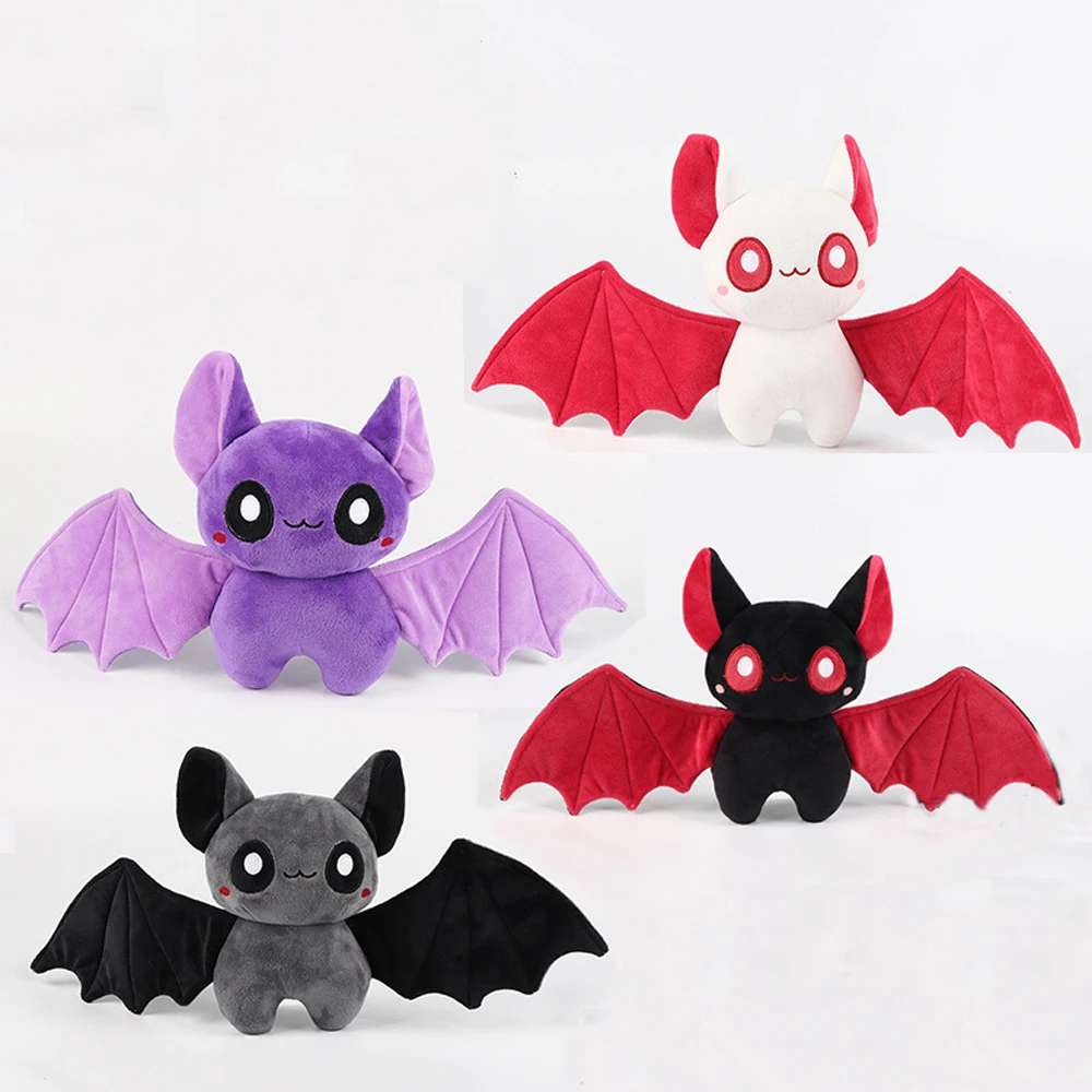

Large Size Funny Lovely Black Red Animal Bat Wings Plush Toys Cute Cartoon Model Doll Ornament Christmas Halloween Festival Gift