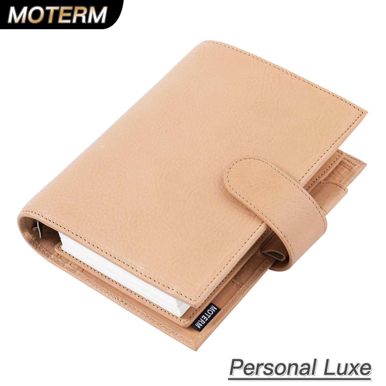 Moterm Full Grain Veg Tan Leather Rozmiar osobisty Luxe 2.0 Notatnik z pierścieniami z 30MM pierścieniami Agenda Organizer Pamiętnik Dziennik