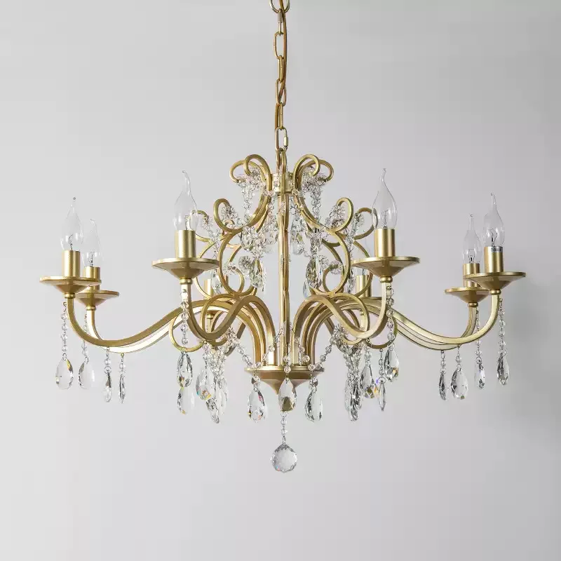 Light luxury crystal living room chandelier American retro candle bedroom restaurant homestay