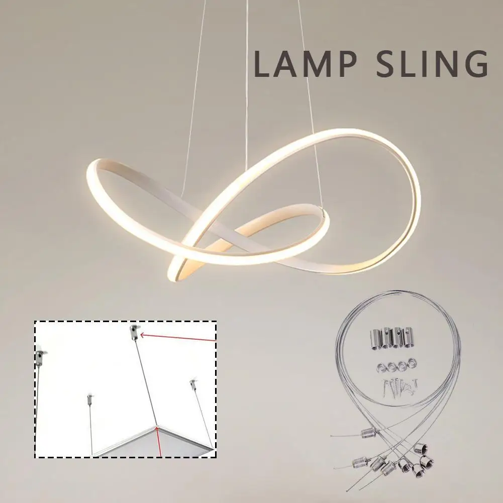 1M Steel Wires And Screws Suspension Hanging Mounting Lamp Rope Panel Ceiling LED Adjustable Wire Kit Lights Accessories Wi W2G7