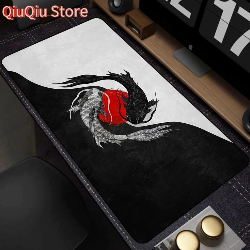 

Large Mouse Pad Yin-yang Fish HD Black & White Sakura Computer Office Table Pc Gaming Non-slip Japanese Kawaii Desk Accessories