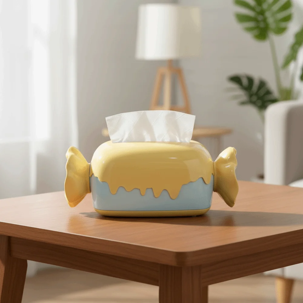 Cartoon Snoep Tissue Box Plastic Servethouder met grote capaciteit Prachtige decoratieve papieren handdoekdispenser Opslagfunctie