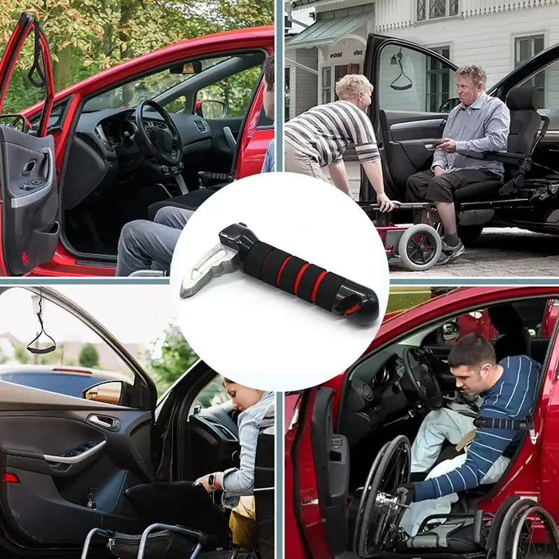 Poignée d\'assistance de porte de voiture avec coupe-ceinture de sécurité, support de véhicule portable, brise-vitre, canne automatique, aîné