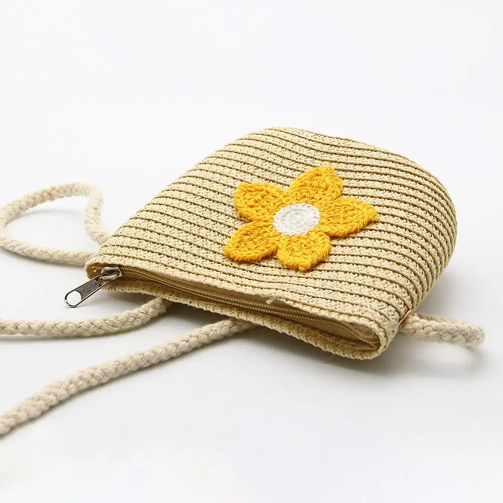Fashion Straw Children's Straw Beach Bag Casual Cute Shoulder Bag Heart Pattern Crossbody Bag Kids view 6