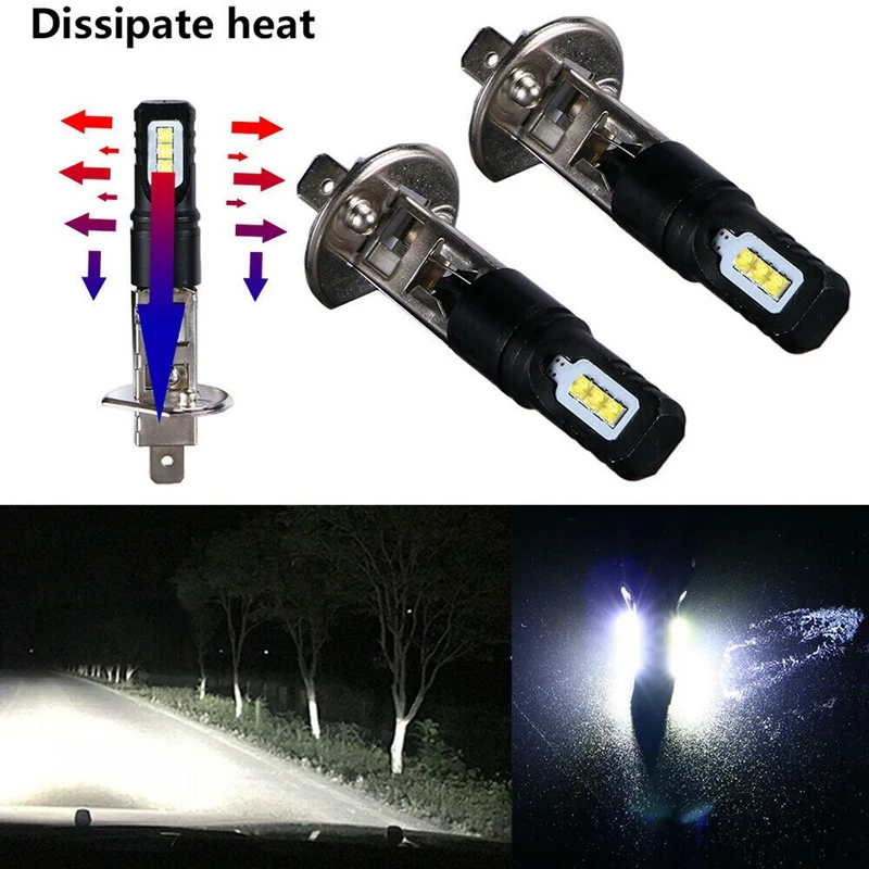 6X H1 6000K Super Bright White 6000LM DRL LED Headlight Bulb Kit High-Beam