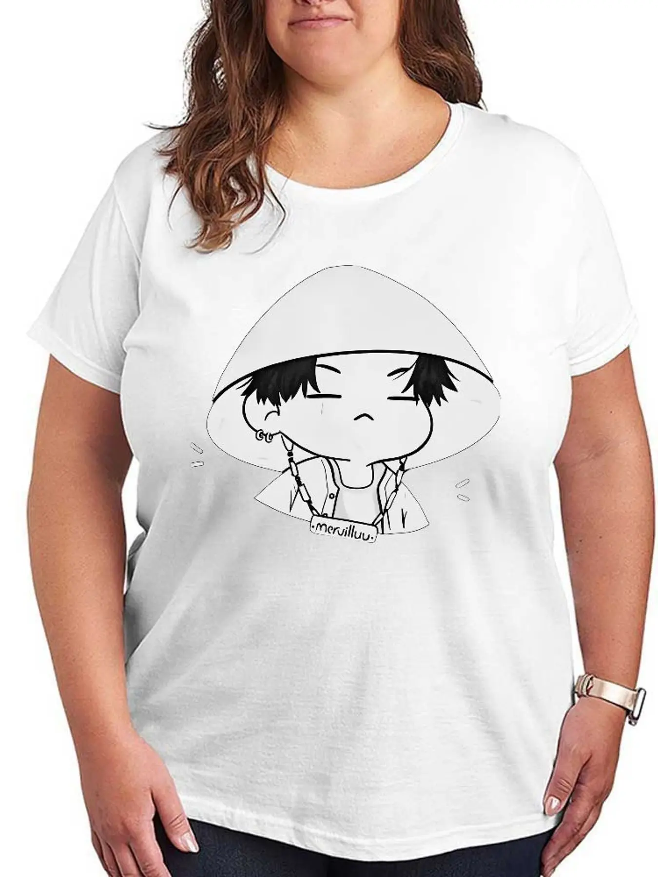 Cute Anime Boy Graphic T Shirt Women Fashion Short Sleeve Plus Size Elastic Tee Casual Kawaii Cartoon Printed Oversized Soft Cotton Top
