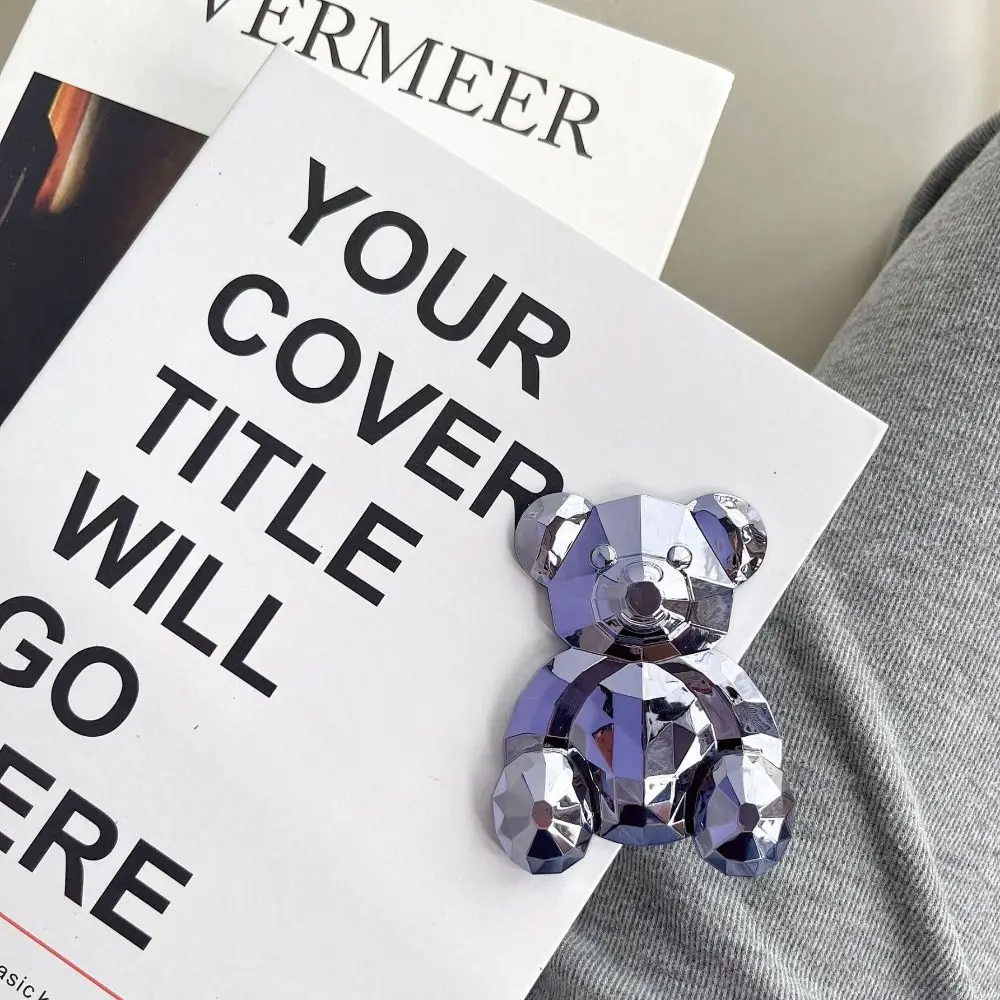 Cute Crystal Bear Phone Holder Foldable Creative Back Sticker Bracket PC Portable Phone Stand Universal