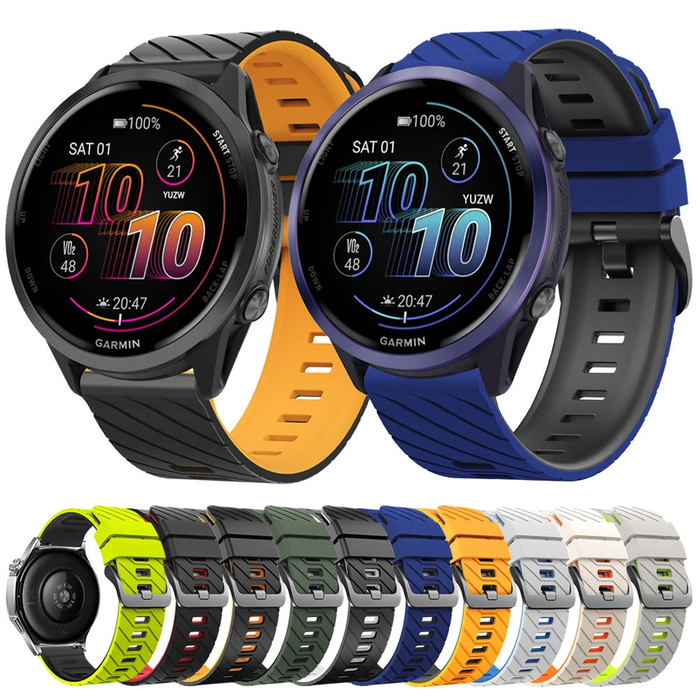 الإفراج السريع 22 مللي متر اثنين لهجة سيليكون حزام ل Garmin Forerunner 570 47 مللي متر 265 255 الموسيقى/Venu 4 3 2 45 مللي متر الرياضة حزام الساعات سوار