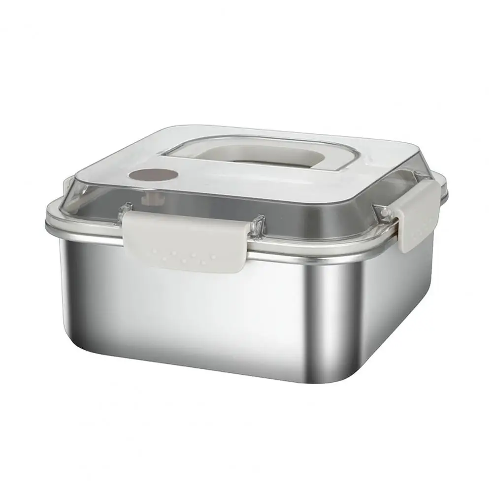 Oven-safe Food Container Stainless Steel Crisper Box 1200ml-3000ml Square Sealed Lunch Box Anti-spill Refrigerator for Kitchen