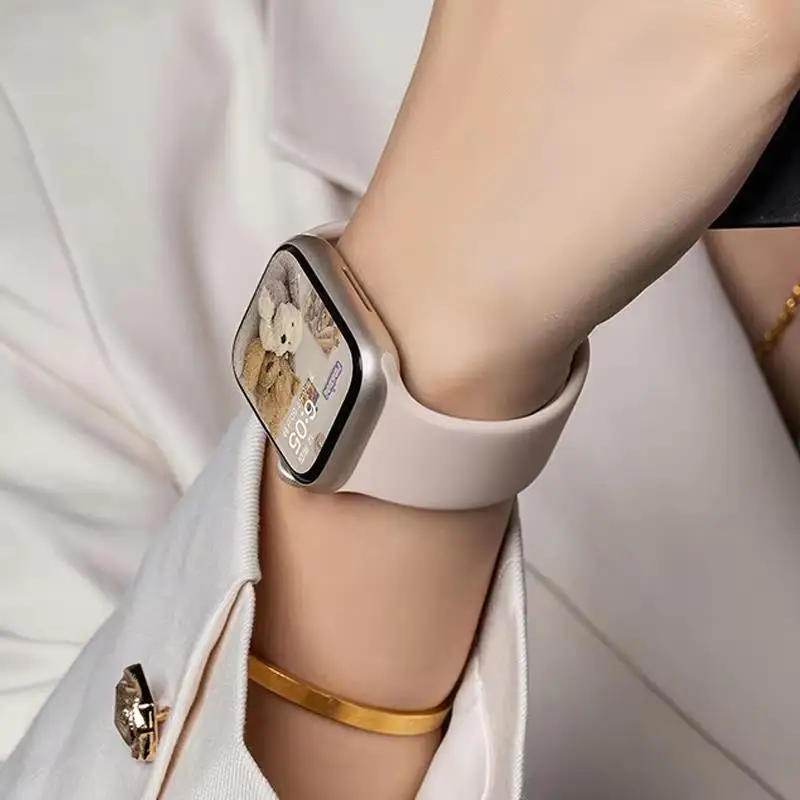 Solo loop silicone para apple watch band 40mm 44mm 45mm 41mm 49mm 38mm 42mm cinto pulseira iwatch série 9 8 7 6 se ultra 2 caso