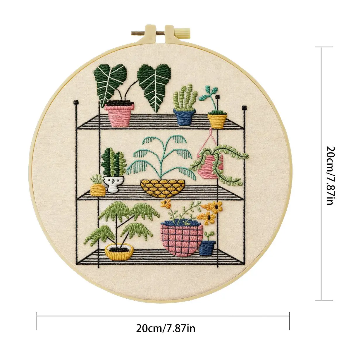 1 Stück 20X20CM/15X15CM 7,87/6,3 Zoll Grünes Topfpflanzenregal Stickerei-Starter-Kit DIY-Kit DIY-Stickerei-Kit Handarbeiten – Detail 4