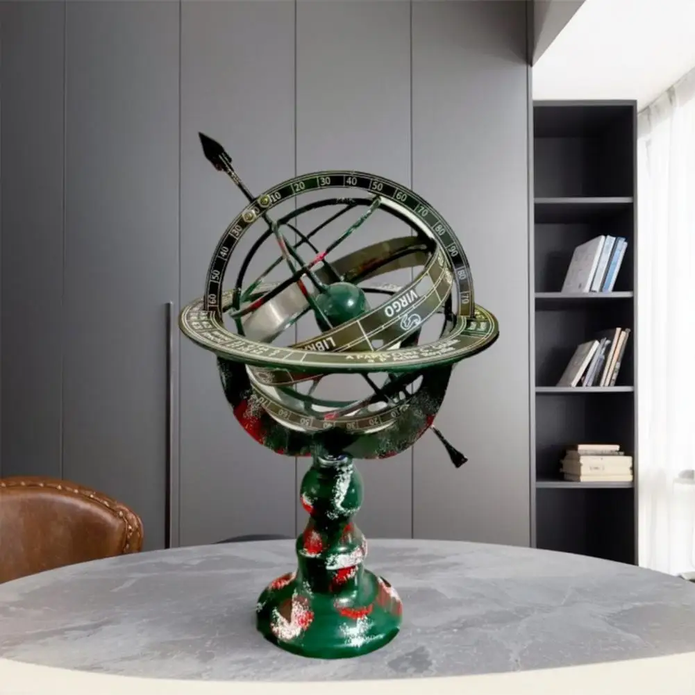 Vintage Armillary Sphere Decoration Retro Sundial Arrow Nautical Sphere Globe Home Office Desktop Iron Ornament Children Gifts