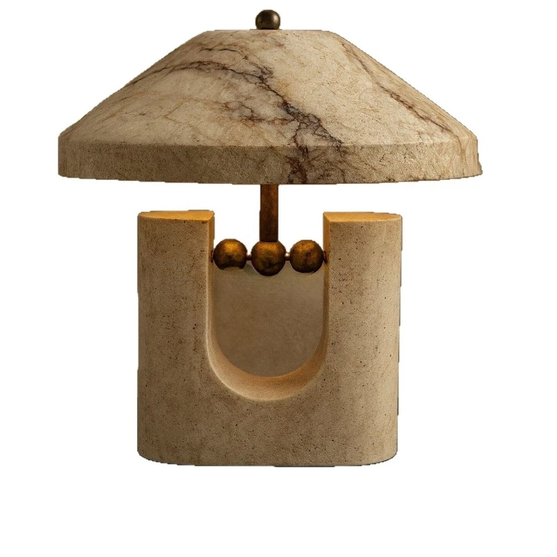 

Medieval and modern natural travertine marble model room marble table lamp designer living room decorative lamp
