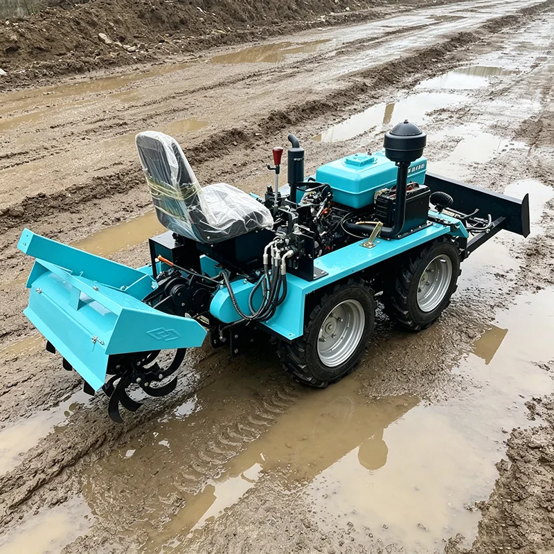 

Индивидуальный четырехколесный трактор для безопасной езды с колесным микрокультиватором и роторным культиватором