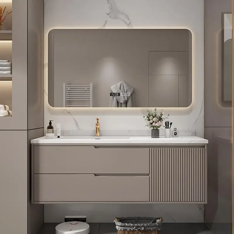 Wide Sink Luxury Cabinet Modern European Ceramic Wood Mirror Cabinet Storage Space Saving Meuble De Rangement Storage Furniture