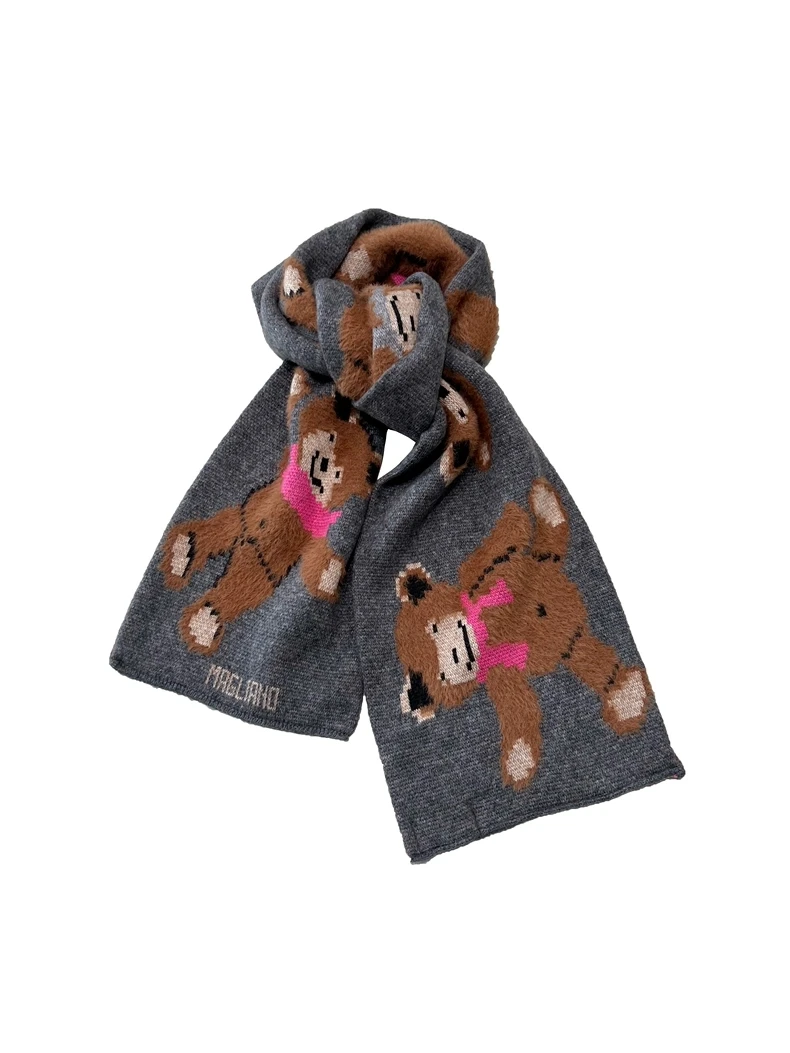 وشاح شتوي مطبوع عليه دب للجنسين أوشحة عصرية للنساء في الهواء الطلق دافئ ناعم وشاح فريد ومميز للرجال #4