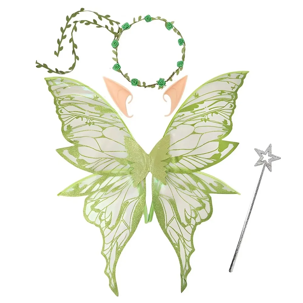 

Creative Fairy Butterfly Wings Lightweight Fluttering Wings Dress Up Wings Set Sparkle Colorful Elf Wings Costume Halloween