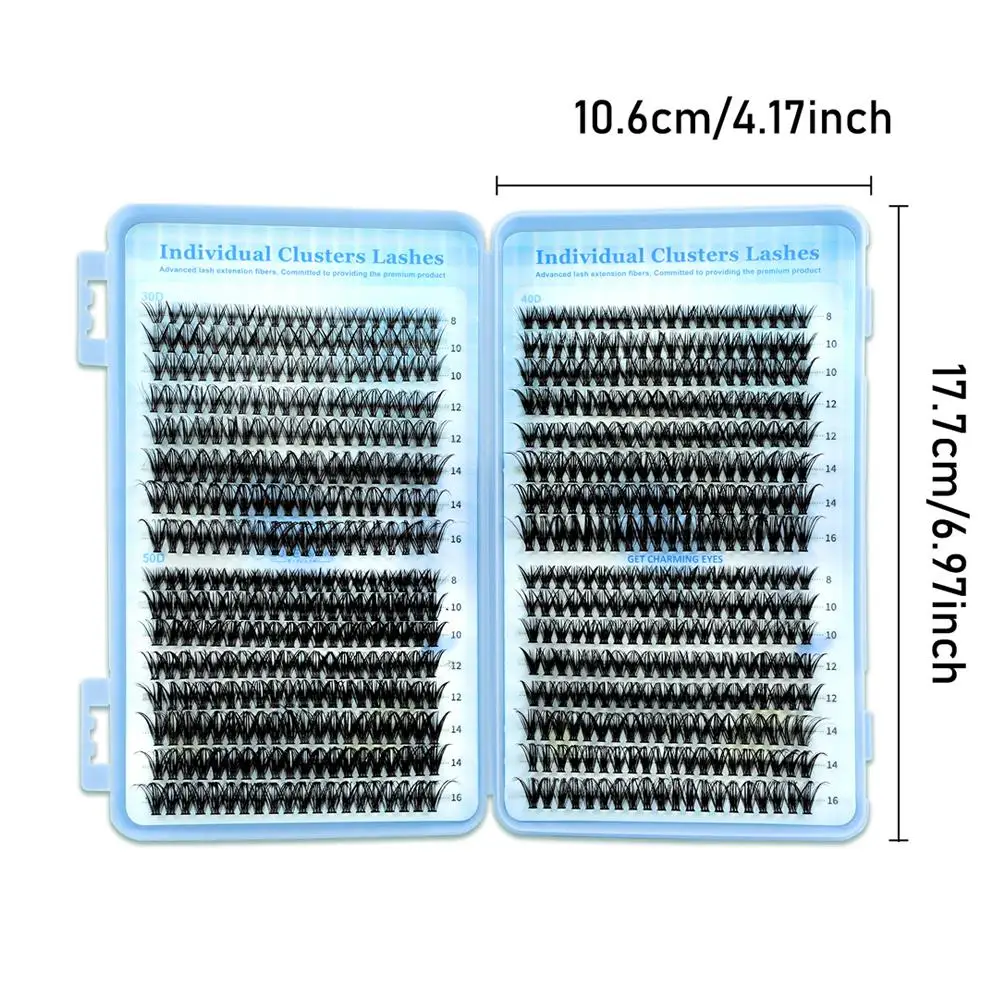 Kit de extensión de pestañas 30D/40D/50D, grupos de pestañas individuales profesionales, esponjosos y gruesos con pinzas y pegamento, herramienta de maquillaje de ojos