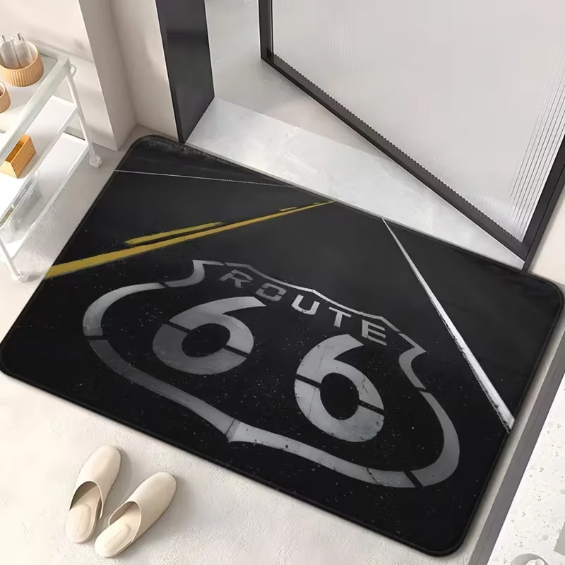 

New Year's Highway 66 Sign Pattern Door Mat Non Slip Floor Mat Bedroom Living Room Carpet Outdoor Mat Bedroom Carpet Outdoor Mat
