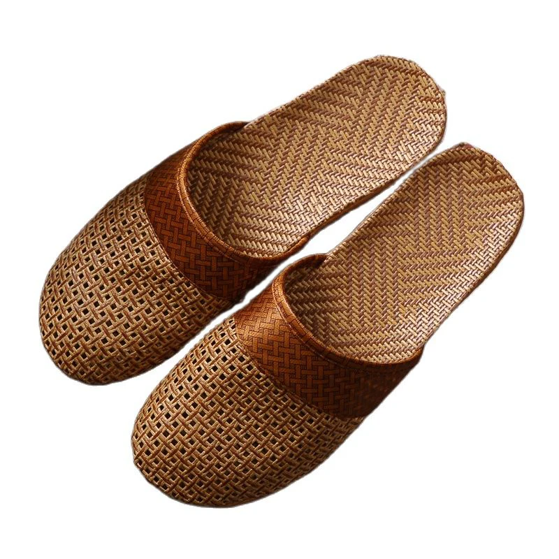 2023 New Minimalist Home Women's Sandals Couple Beach Hemp Rope Sandals Straw Slippers Two Straw Strap Shoes
