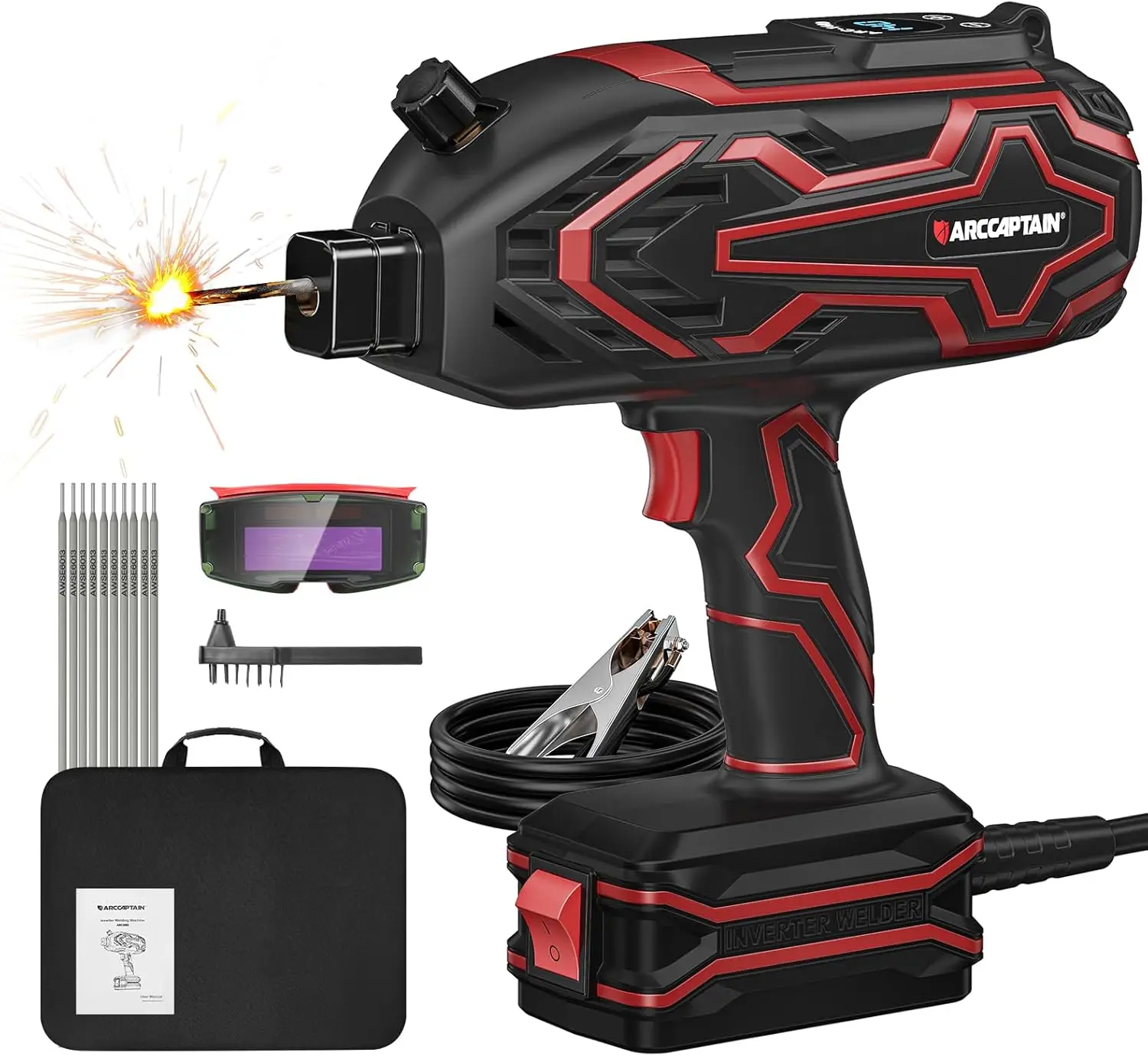 

140A Portable Welder with LED Display, Hot Start & Anti-Stick for 1/16"-1/8" Rods, Includes Auto Darkening Goggles