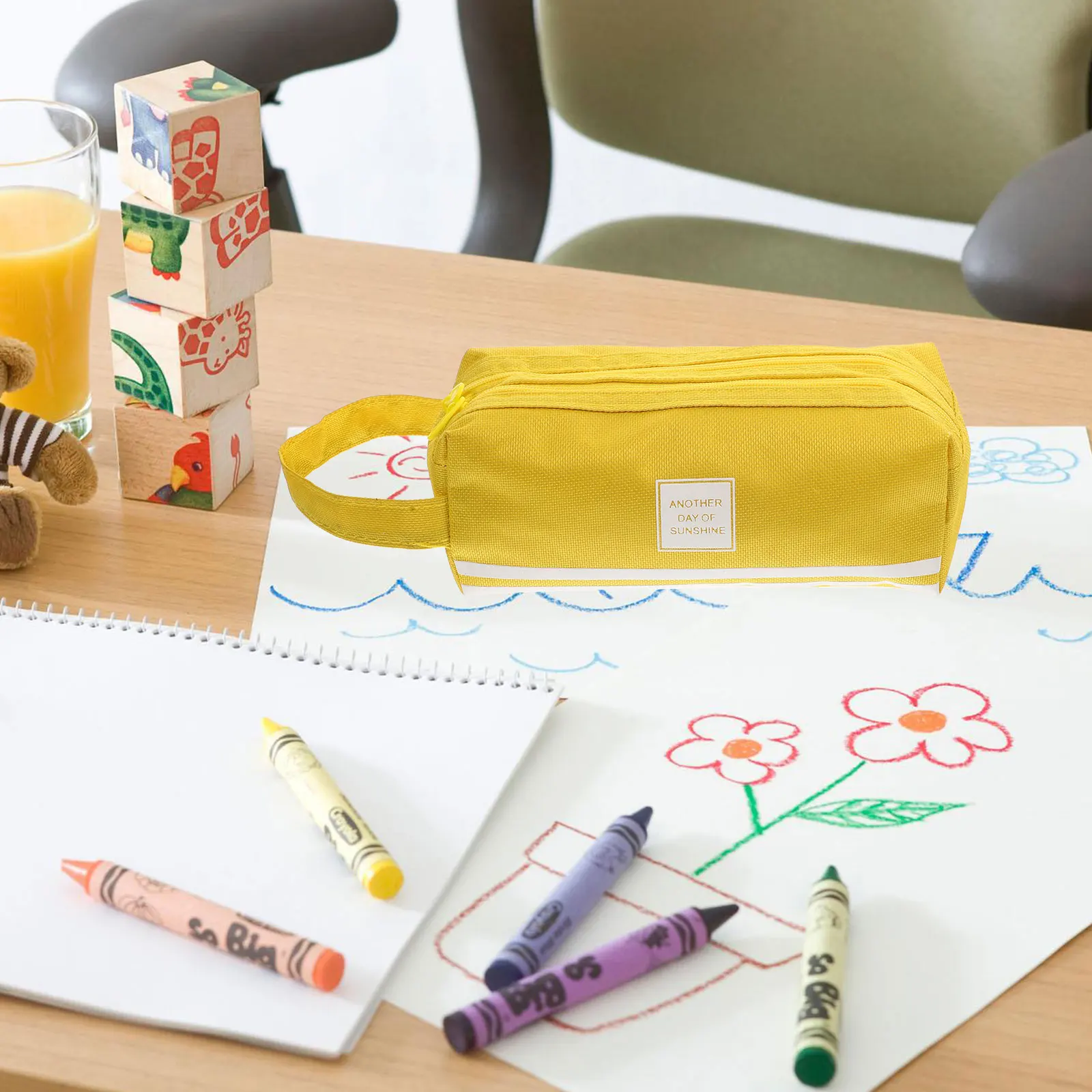 

Oxford Cloth Double Layer Pencil Case Lightweight Portable Storage Bag for Stationery Pens Rulers Scissors Coin Travel Daily