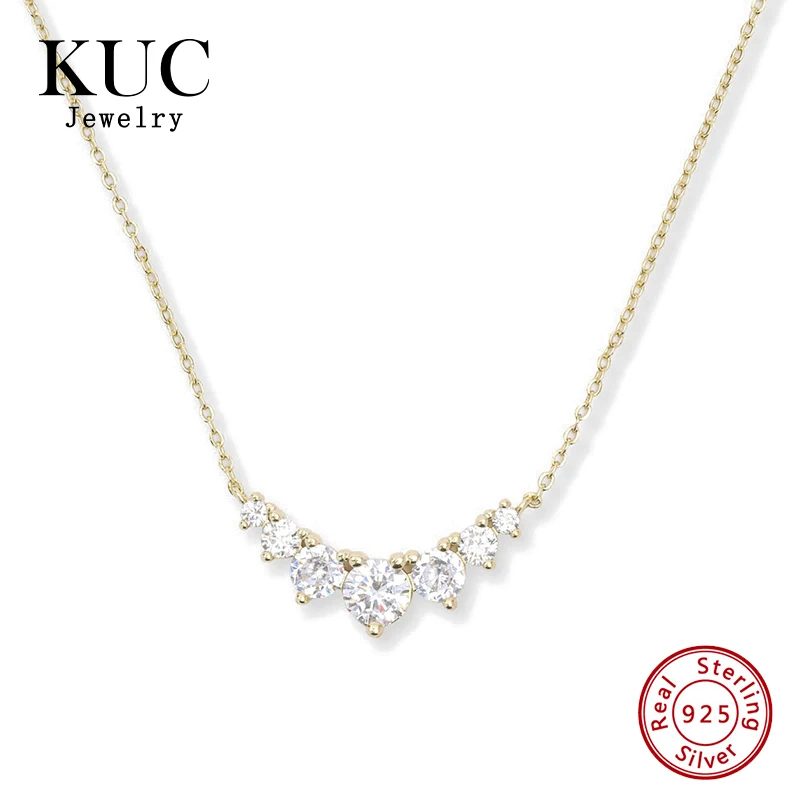 Fine Jewelry 925 Sterling Silver Luxury Temperament Elegant Zircon Curve Pendant Necklaces for Women