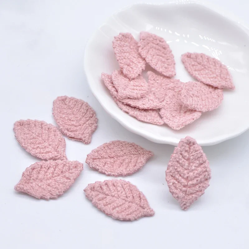 100 Stuks 18*27mm Wollen Blad Gewatteerde Bloem Applicaties voor kinderen Ambachten Hoofddeksels Accessoires DIY Haarspeldjes Earing decoratie