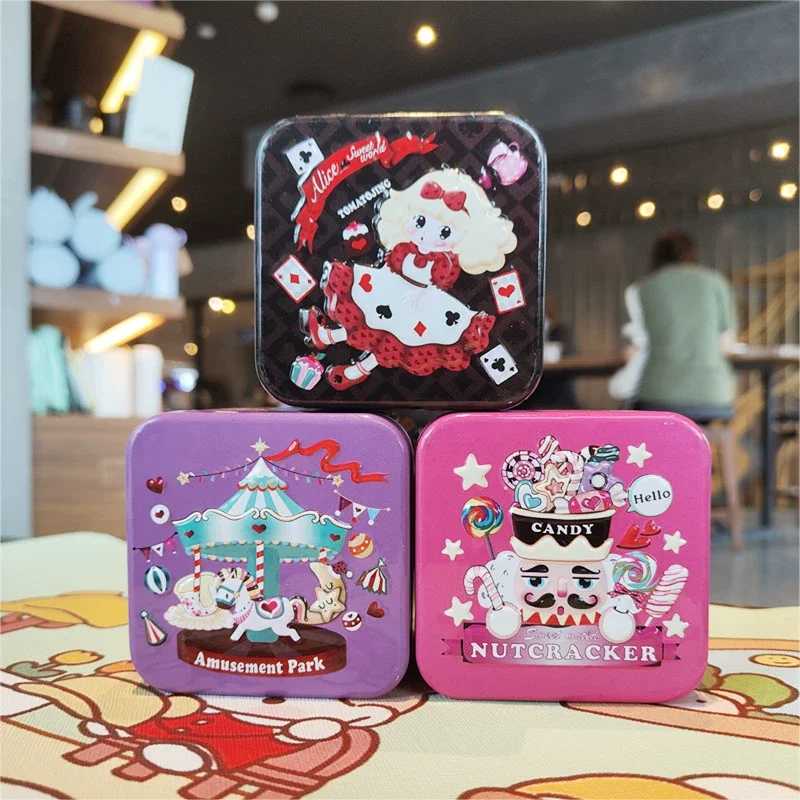 Cartoon Relief Tin Box Square Tinplate Storage Jars Candy Biscuit Tea Storage Container Gift Box For Wedding Baby Shower Party