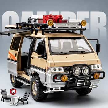 1:24 Mitsubishi Delica hors route VAN RV alliage modèle de voiture jouet moulé sous pression métal coulée son et lumière voiture jouets pour enfants véhicule